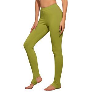 Leggings Elastic Waistband Gym Yoga Soft Cotton Pants Olive Green